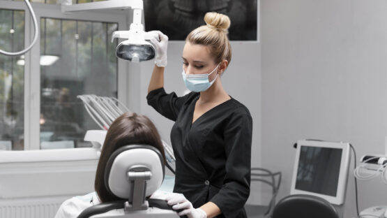 medium shot dentist wearing face mask